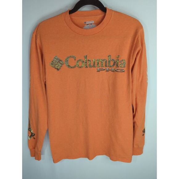 Columbia PHG Men's Solid Crew Neck Long Sleeve Sweatshirts Orange Size Small - Picture 1 of 6